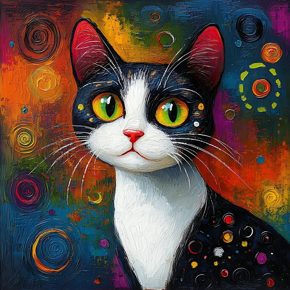 Tuxedo Cat Colorful 2