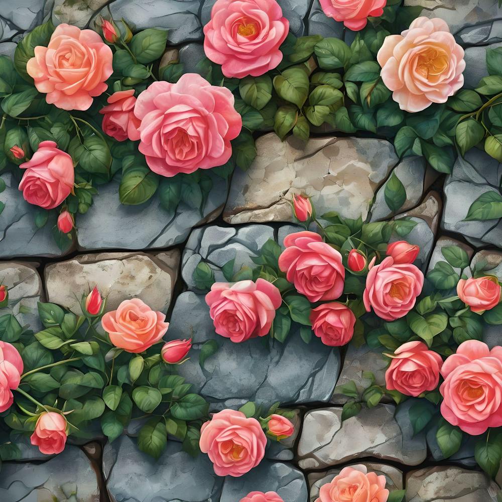 Rosa Kletterrosen An Steinmauer