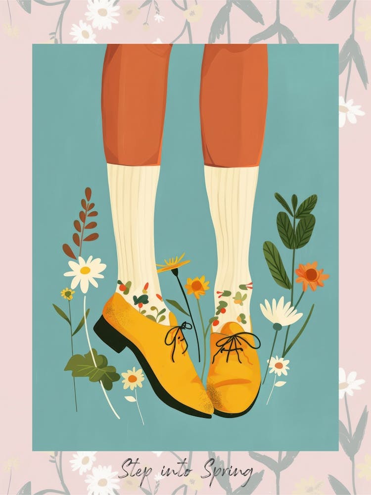 Step Into Spring Yellow And Pink Flower Shoes 3
