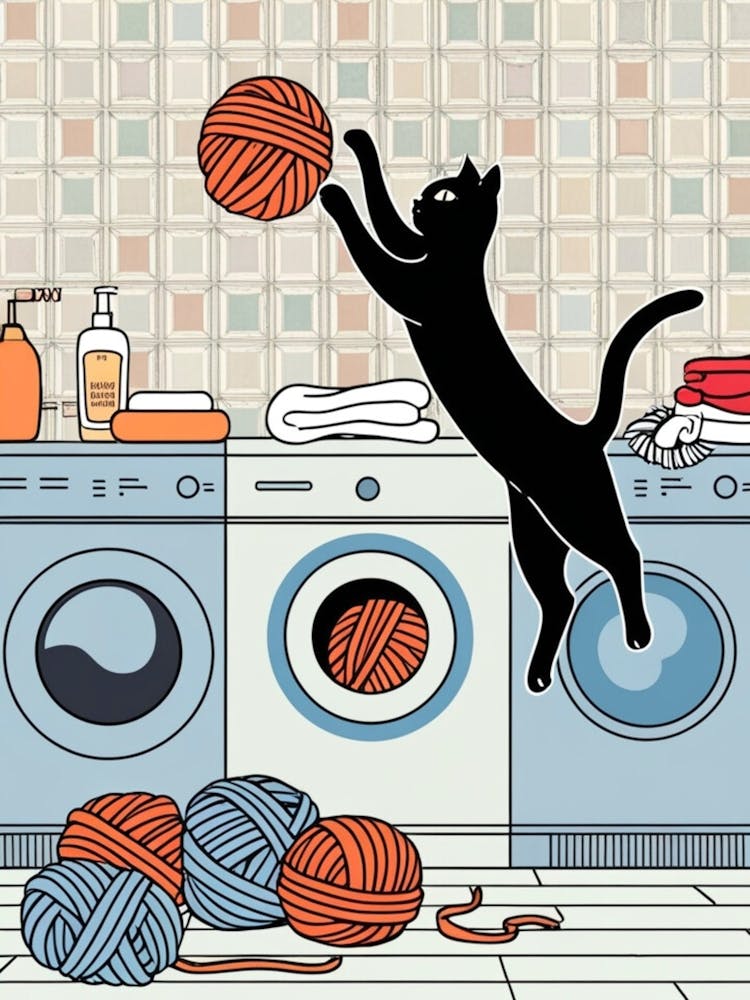 Cat In The Laundry Room 1
