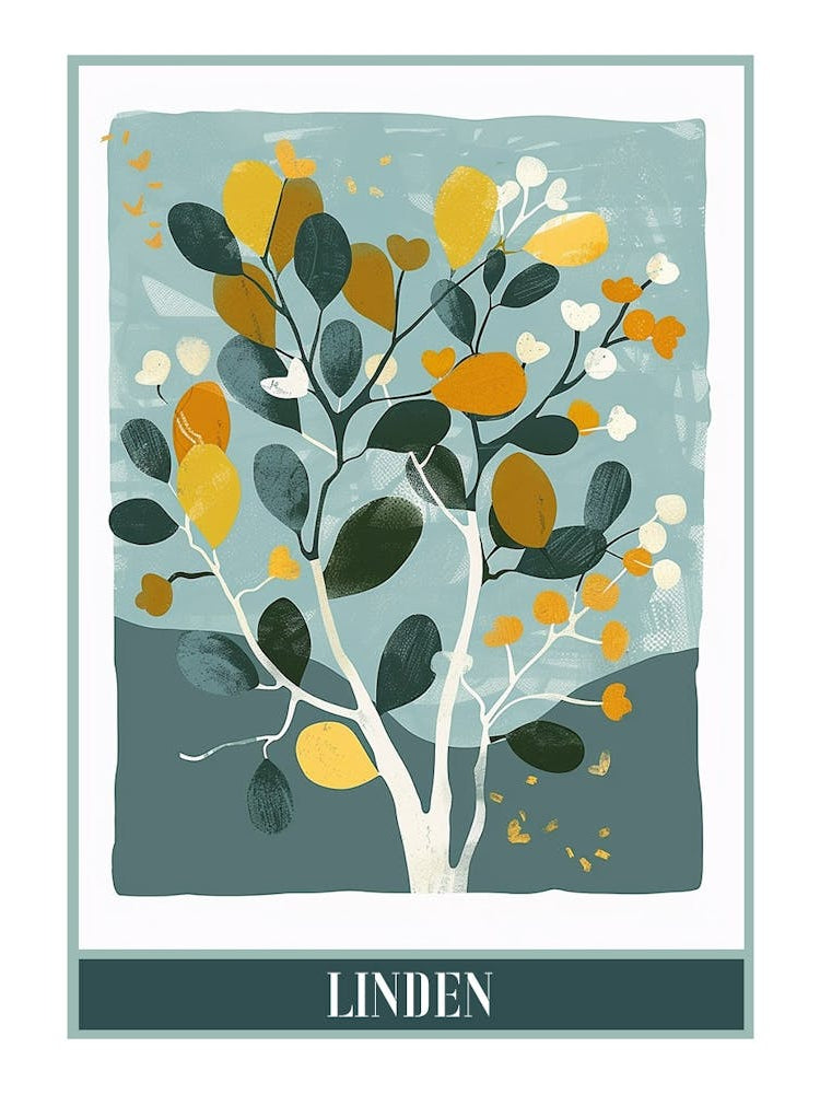 Linden Tree Flat Illustration 2 Poster
