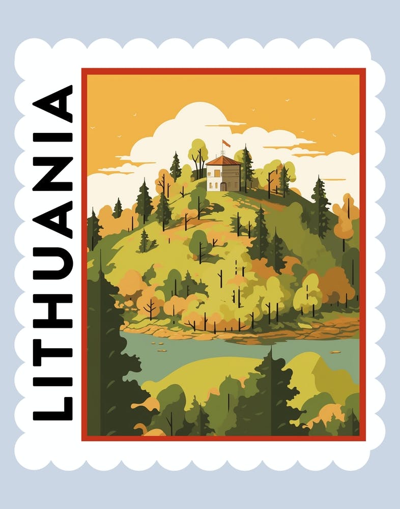 Lithuania 2 Travel Stamp Poster