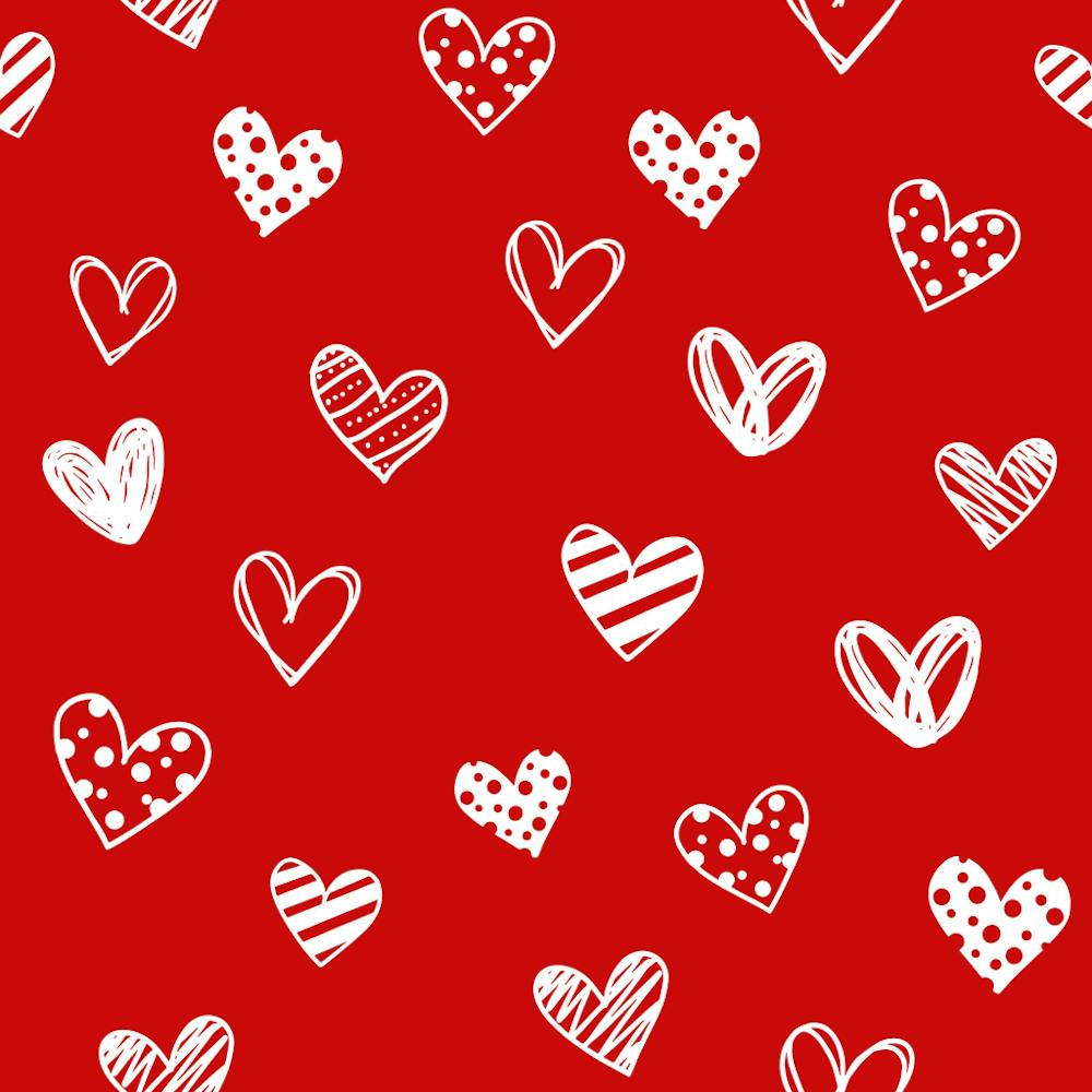Hearts On A Red Background