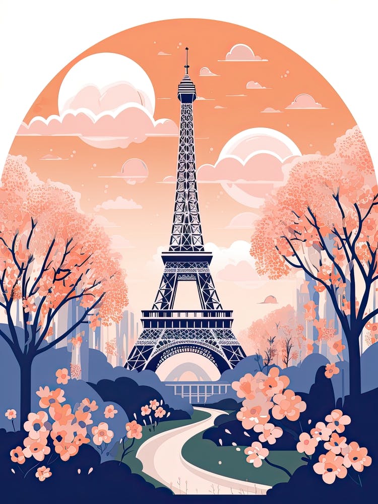 Eiffel Tower   Paris, France   Cute Botanical Illustration Travel 4