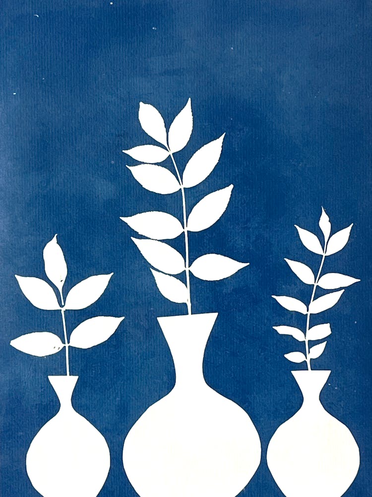 Three Vases with leaves