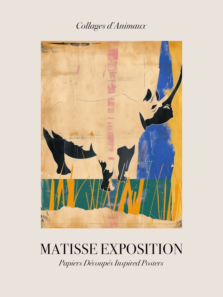 Rhino 4 Matisse Inspired Exposition Animals Poster