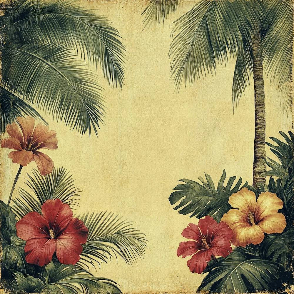 Tropical Background With Tropical Flowers Art