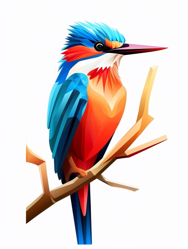 Colourful Geometric Bird Kingfisher 1