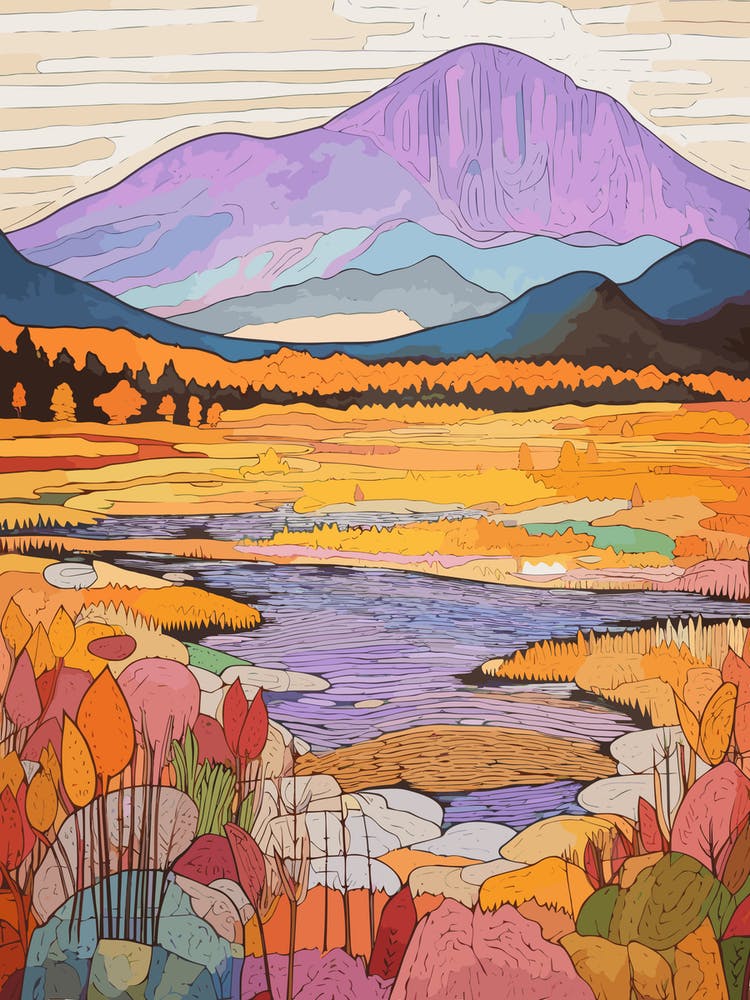 Mount Katahdin United States 2 Colourful Mountain Illustration