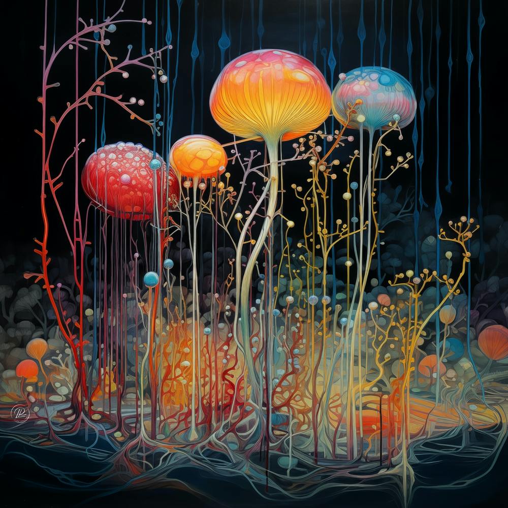 Mushrooms And Plants