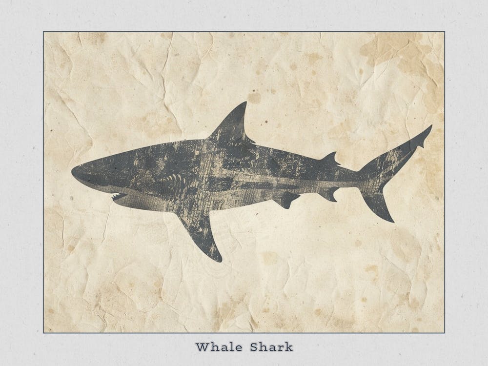 Whale Shark Grey Silhouette 2 Poster