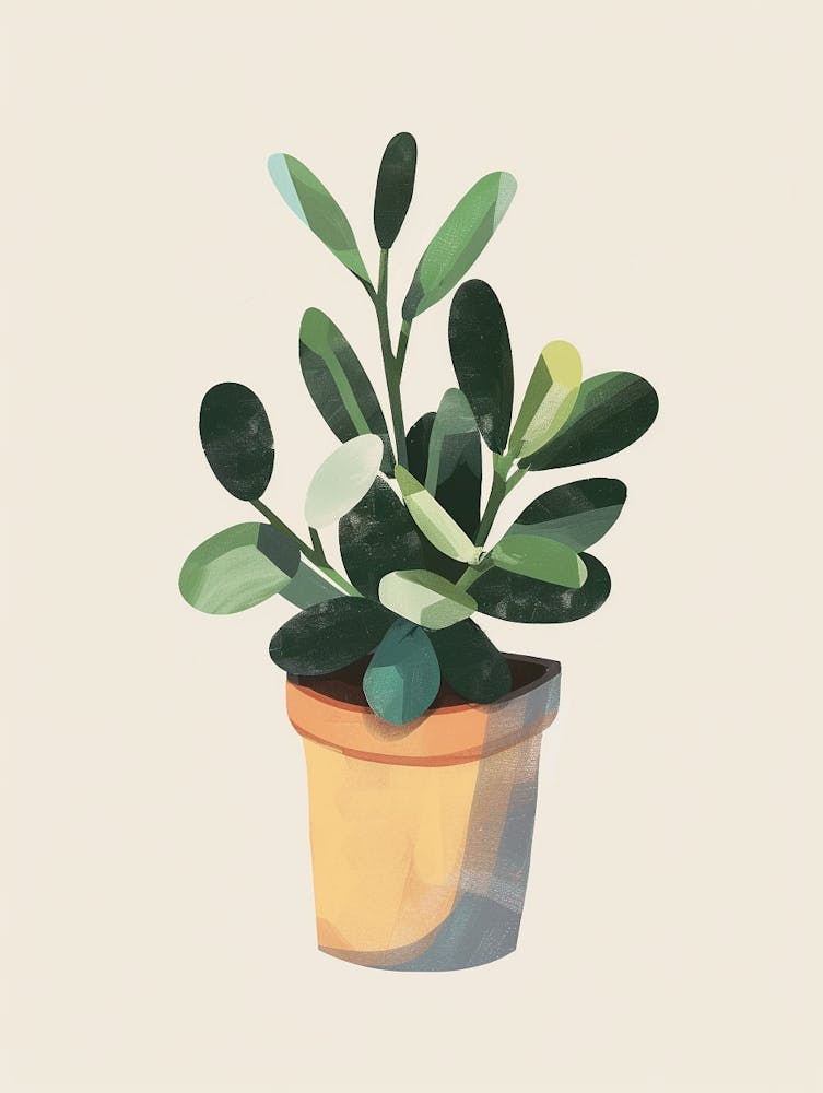 Jade Plant Minimalist Illustration 4