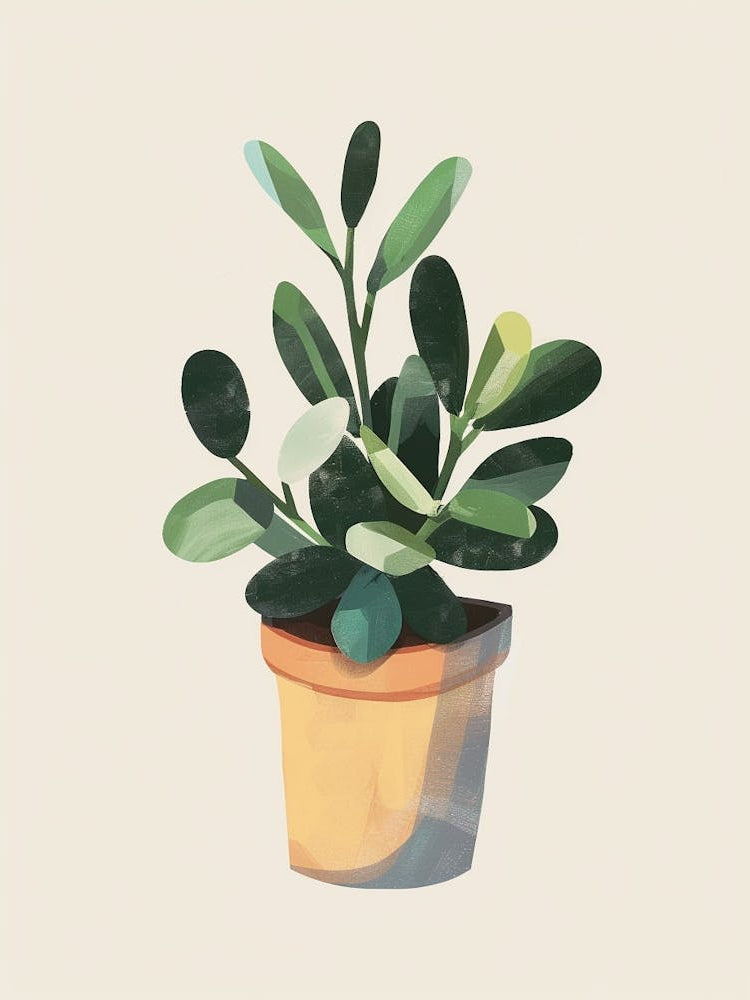 Jade Plant Minimalist Illustration 4