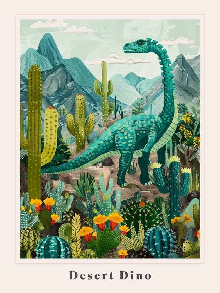 Abstract Dinosaur In The Desert Painting 1 Poster