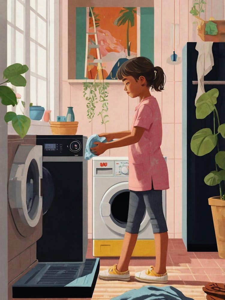 Girl Washing Clothes