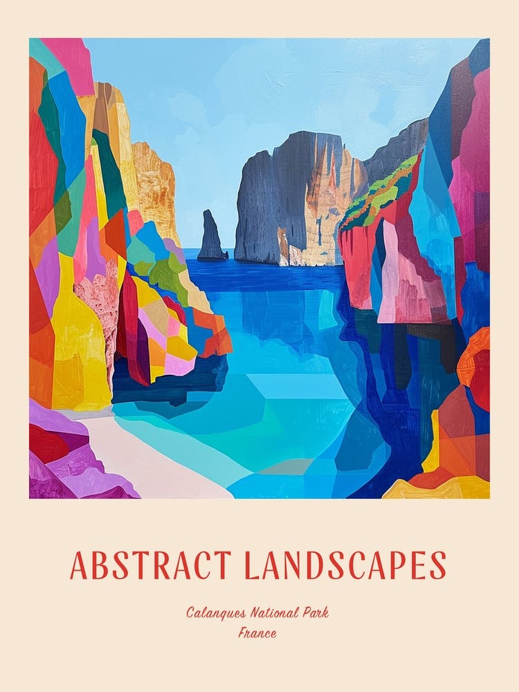 Colourful Abstract Calanques National Park France 3 Poster