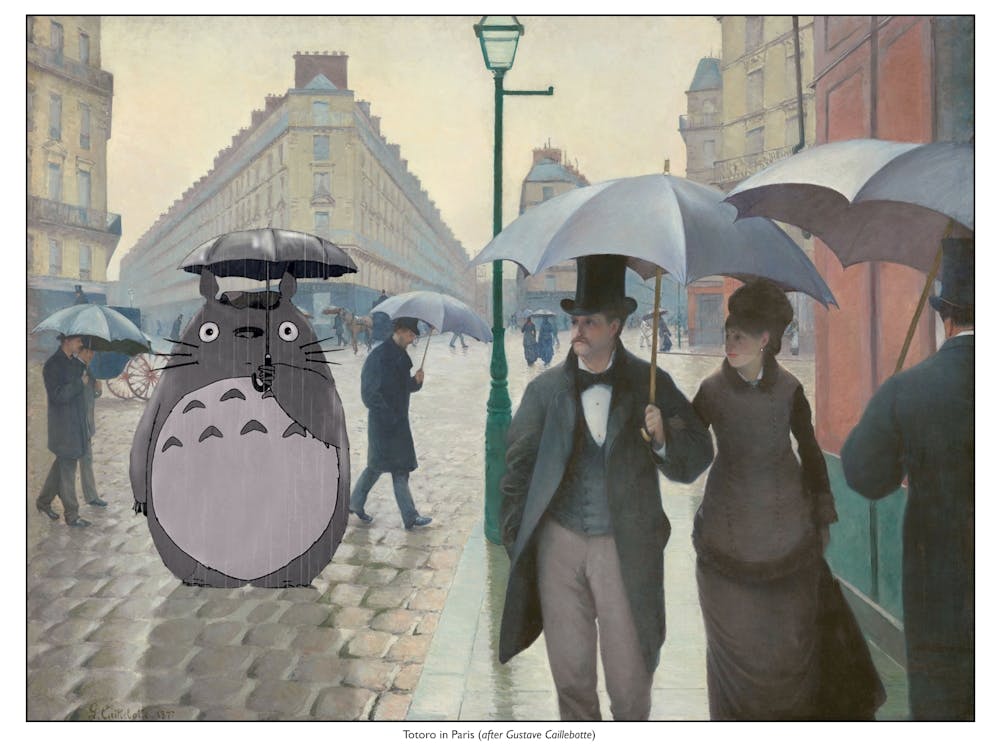 Totoro In Paris - Studio Ghibli - Fine Art Mashup