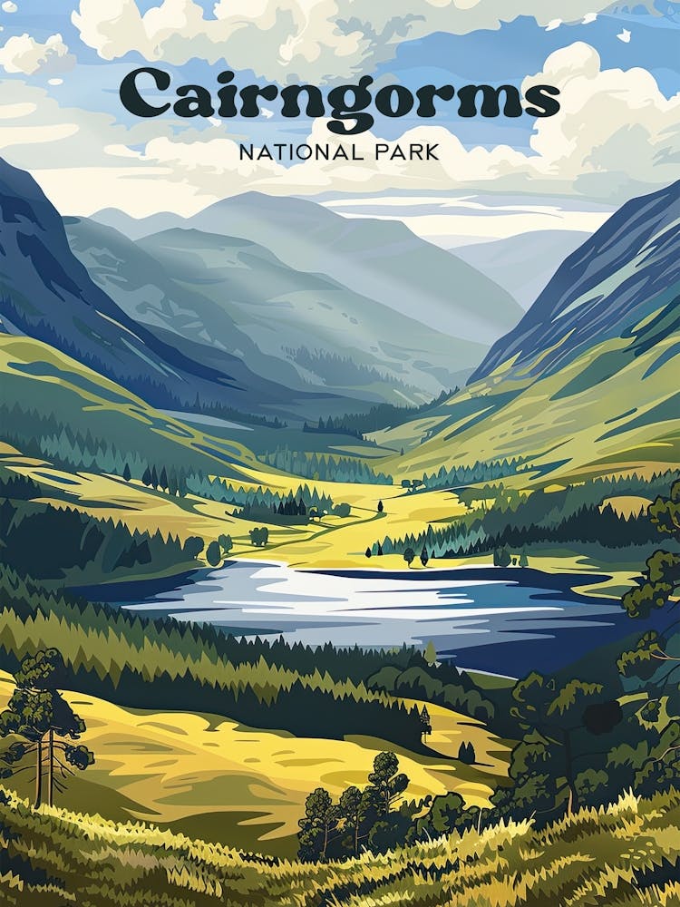 Cairngorms National Park Wildlife Digital Travel Illustration