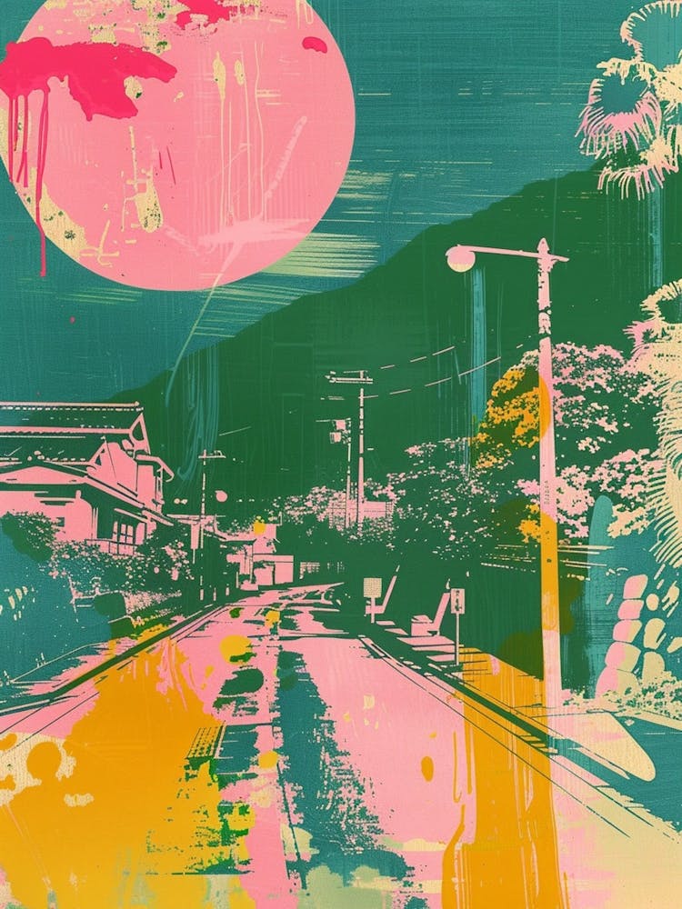 Kagoshima Japan Retro Duotone Silkscreen 2