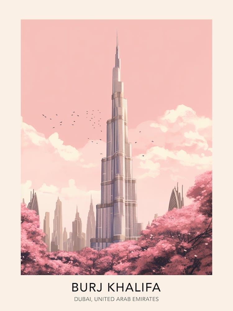 Burj Khalifa Dubai United Arab Emirates Travel Poster