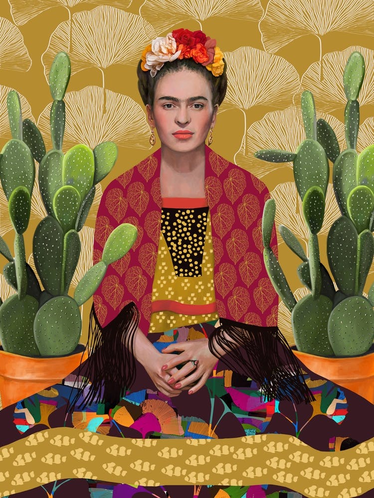 Mexican woman and cactus