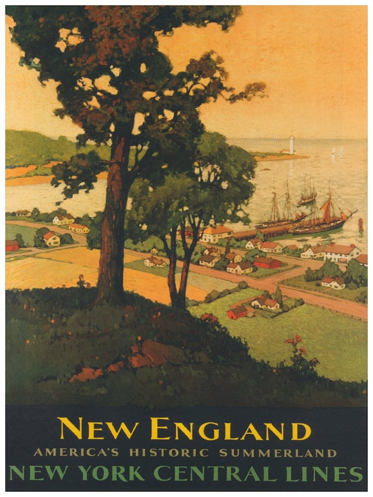 New England Vintage Travel Poster