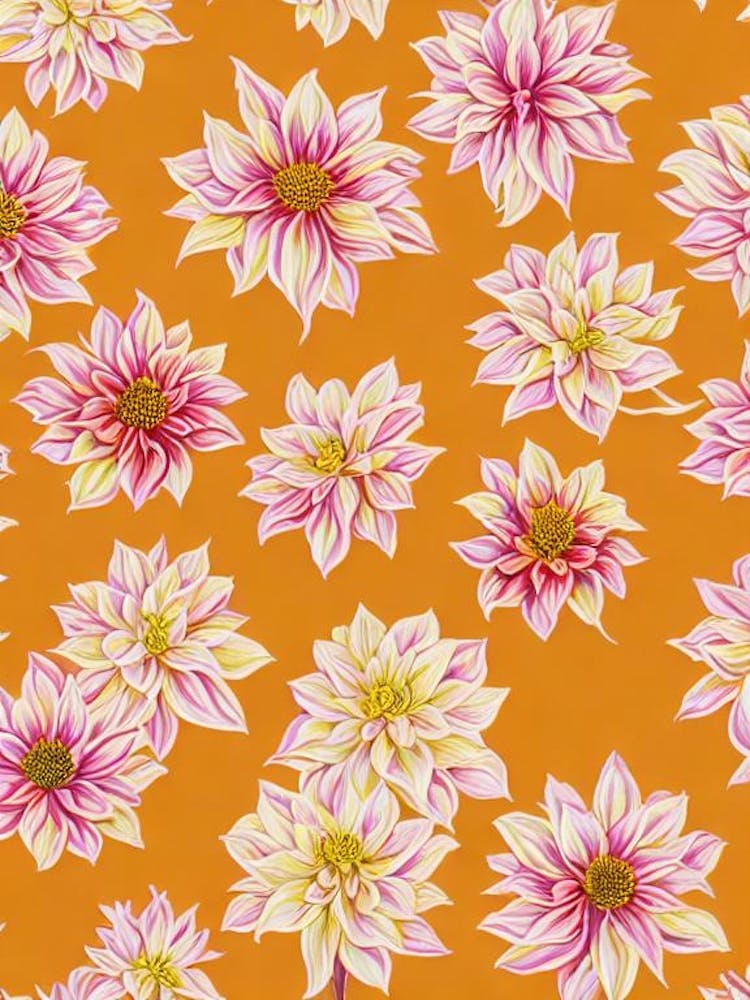 Dahlia Imperialis Floral Print Retro Pattern 1 Flower