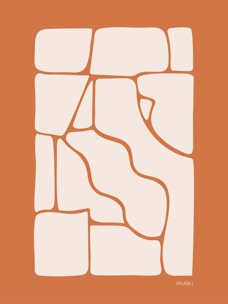Solid Fluid Burnt Orange And Off White Neutral Abstract Boho