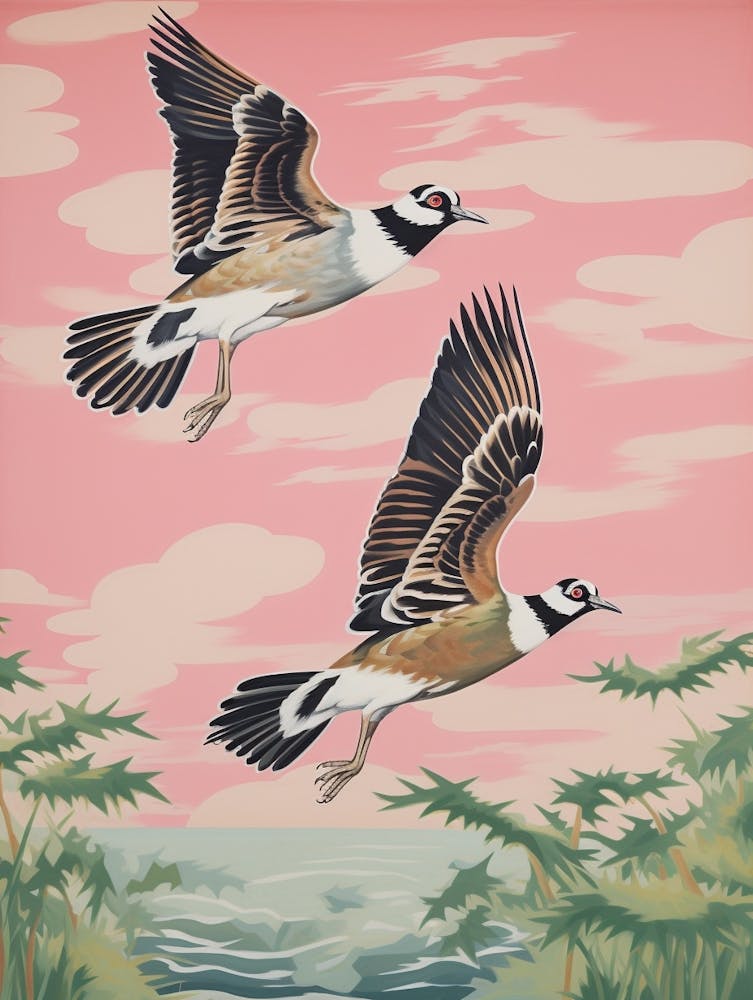 Vintage Japanese Inspired Bird Print Lapwing 1