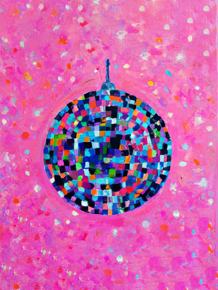 Disco Ball Pink Oil Paint