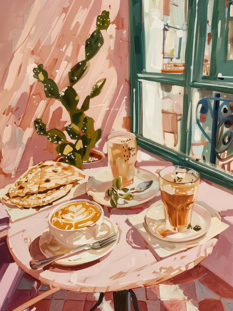 Pink Breakfast Food Pita Bread 2