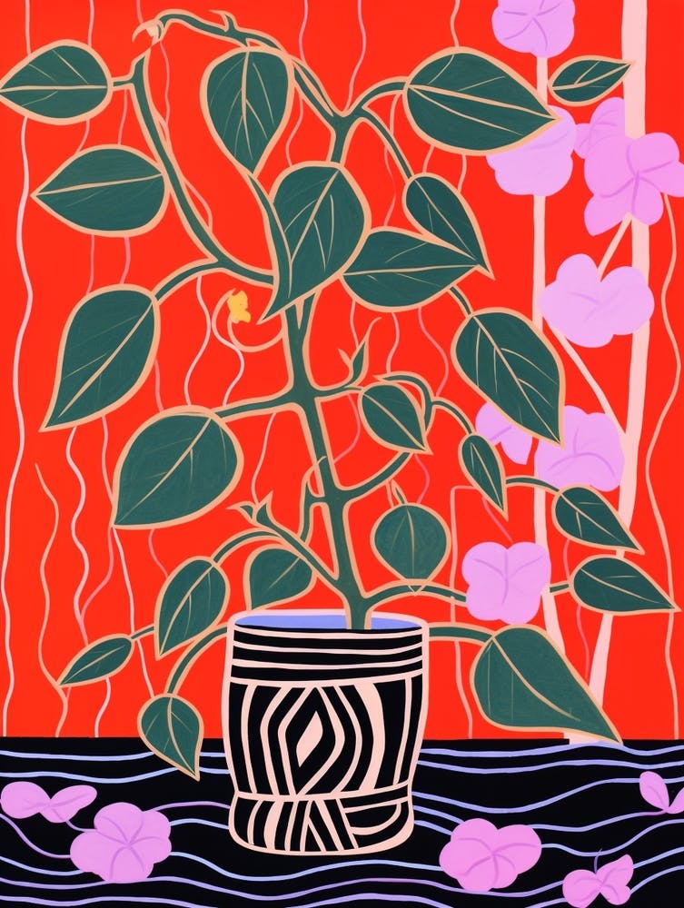 Pink And Red Plant Illustration Hoya 1