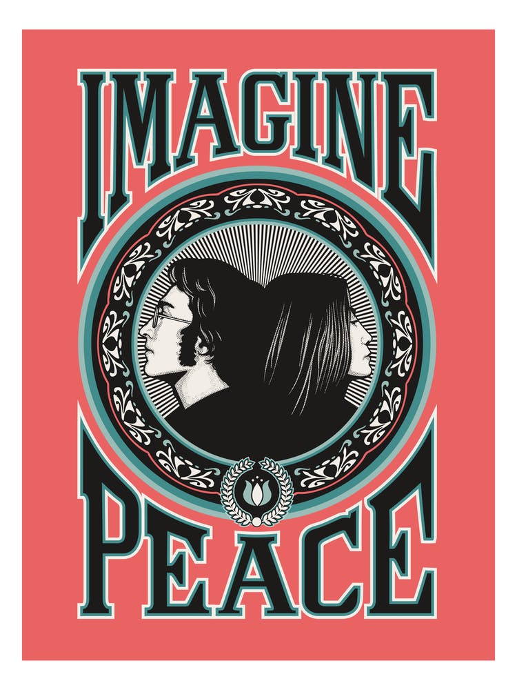 洋楽 John & Yoko Love & Peace Message Flexi John & Yoko John Lennon Imagine Peace Give Peace a Chance Poster