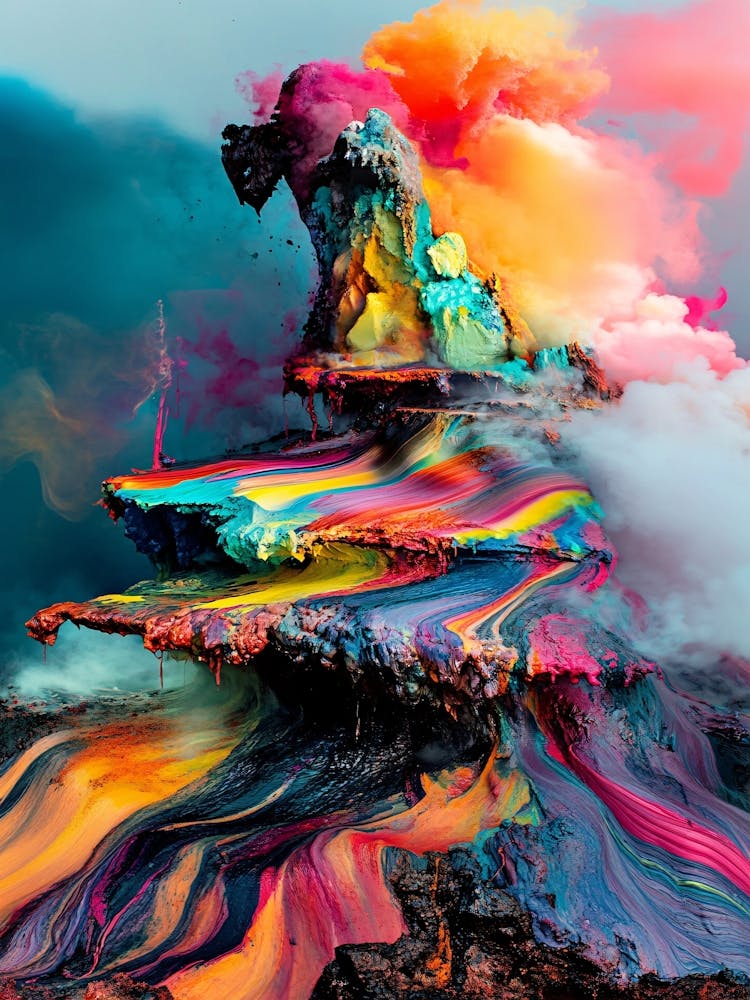 Abstract Painting Rainbow Vulcano