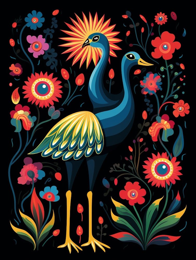 Folk Bird Illustration Emu 2