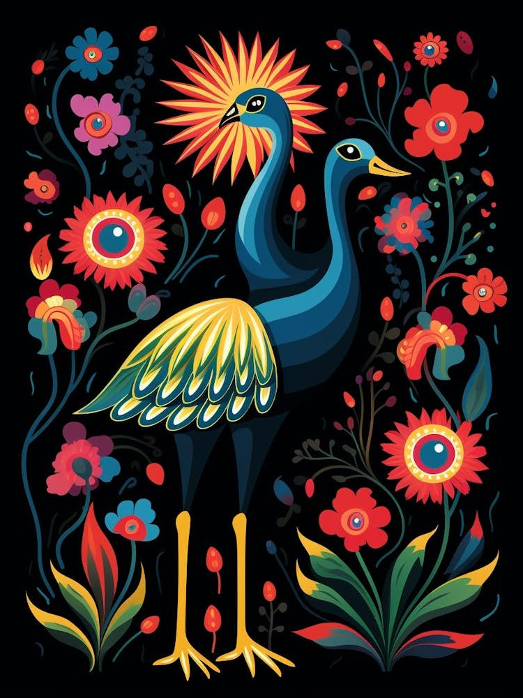 Folk Bird Illustration Emu 2