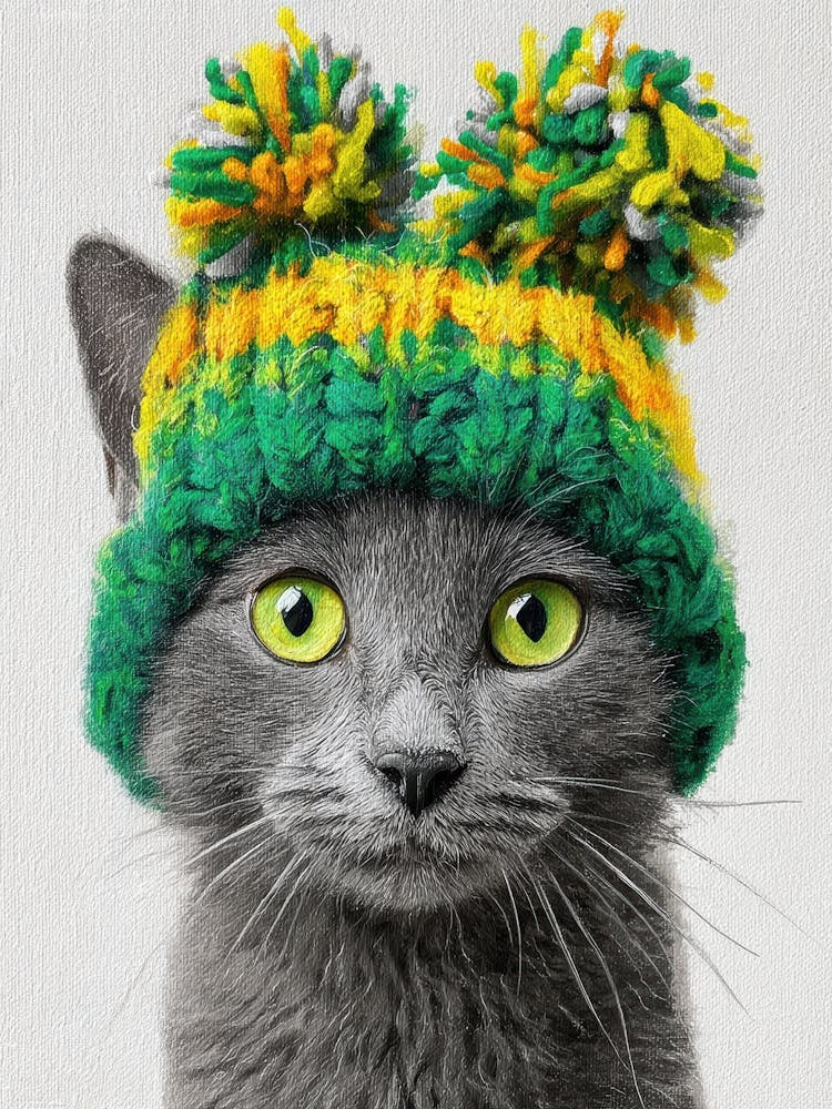 Grey Cat In Hat 1