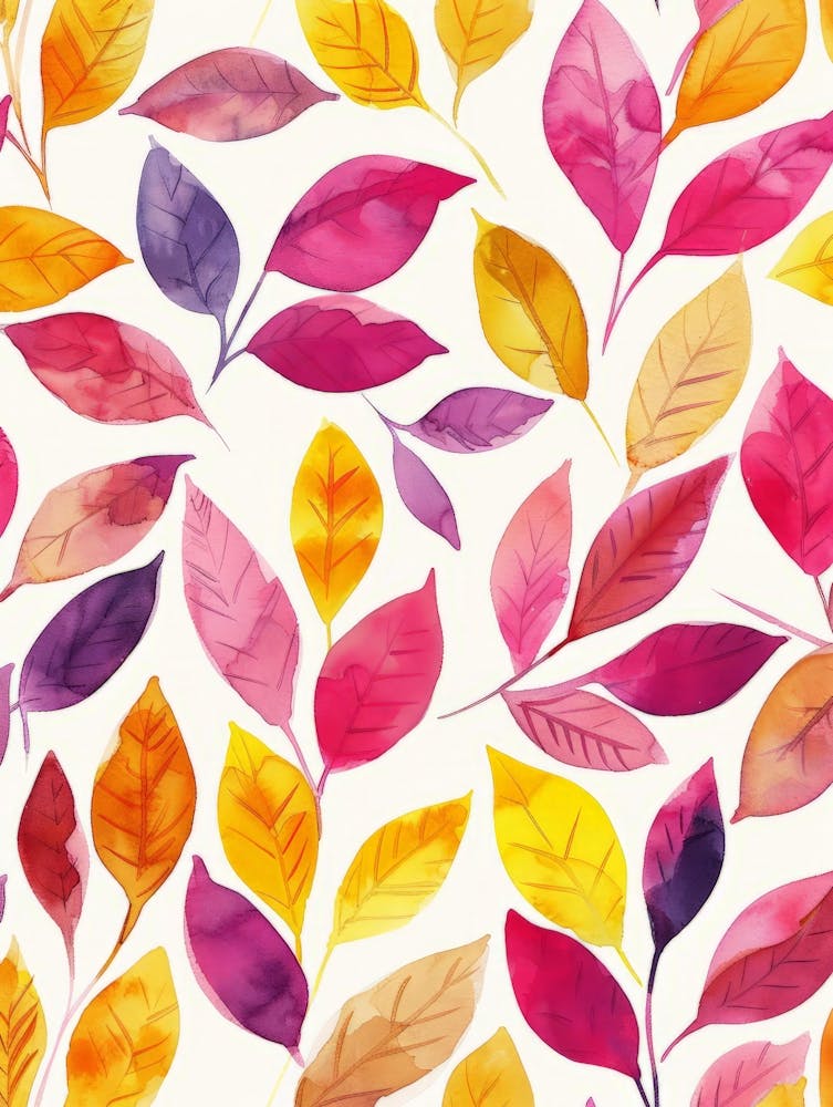 Watercolor Autumn Leaves Seamless Pattern 4