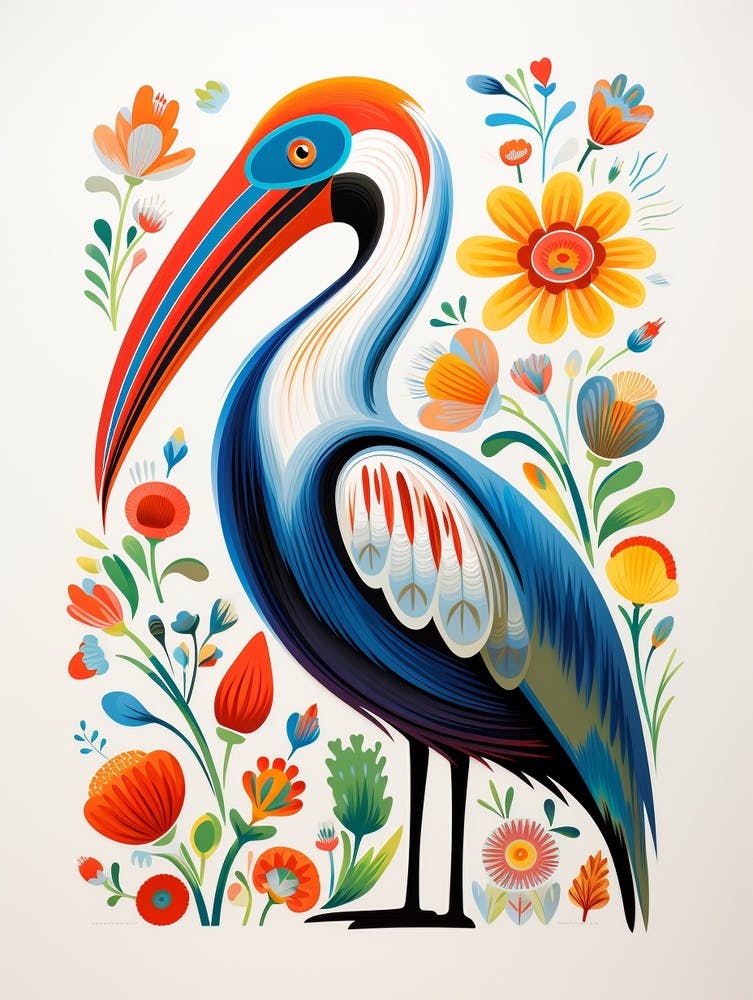 Scandinavian Bird Illustration Brown Pelican 1