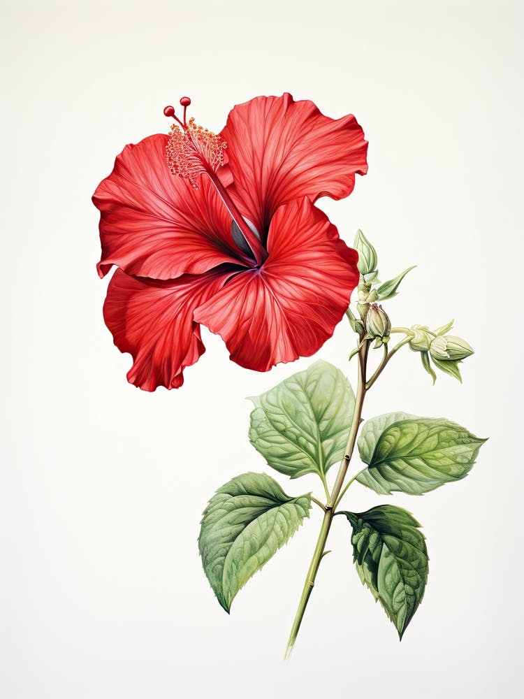 Hibiscus Flower Vintage Botanical 1