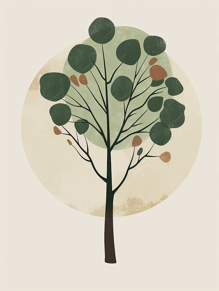 Walnut Tree Minimal Japandi Illustration 1