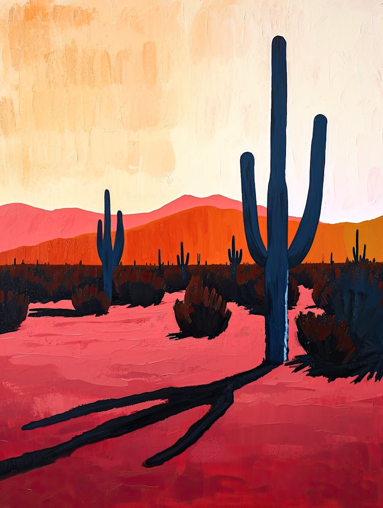 Saguaro At Sunset, Mexico