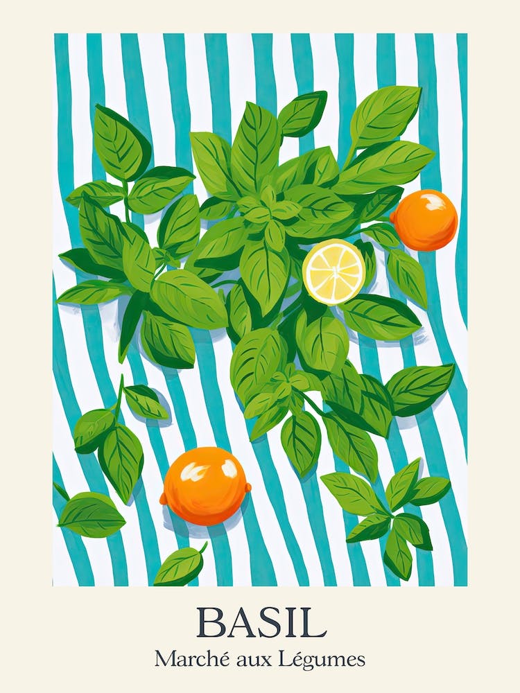 Marche Aux Legumes Basil Summer Illustration 1