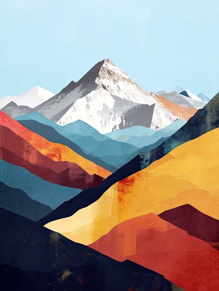Cosmic Crests: Minimalist Mountain