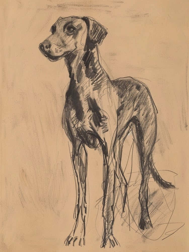 Sepia Plott Hound Dog Charcoal Line 2