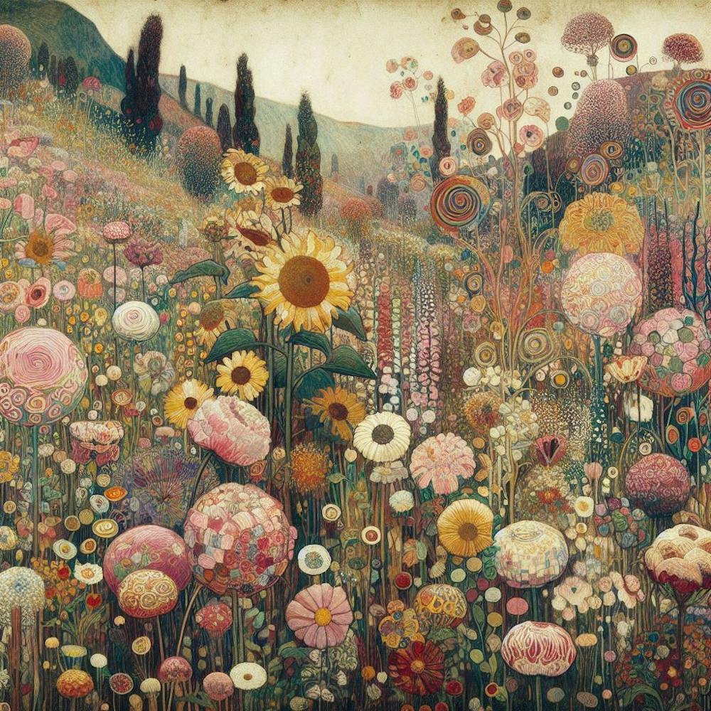gustav klimt Sunflowers In The Meadow