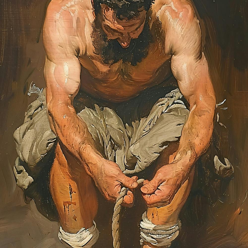 Man Tying A Rope