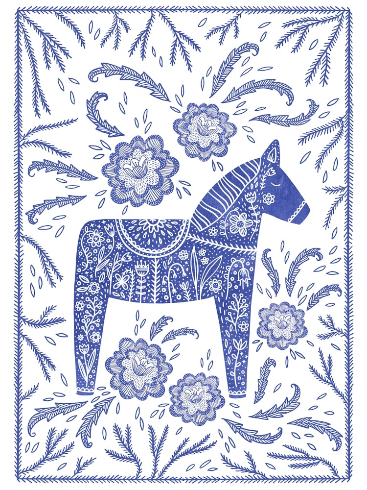 Swedish Dala Horse Blue