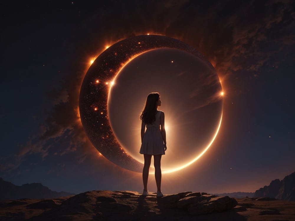 A lone heart under a mesmerizing sky