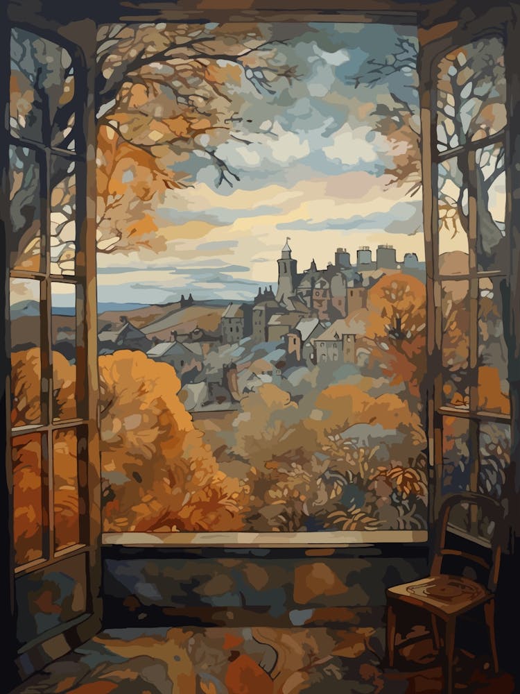 Window View Of Edinburgh Scotland In The Style Of William Morris 4